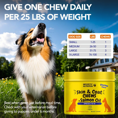 Omega 3 Dog Chews 90ct – 90-Day Supply Skin, Coat & Ear Care Supplement with Probiotics for Itchy Relief, All Ages – 1 Bottle Trial or 2 Bottle Value Pack