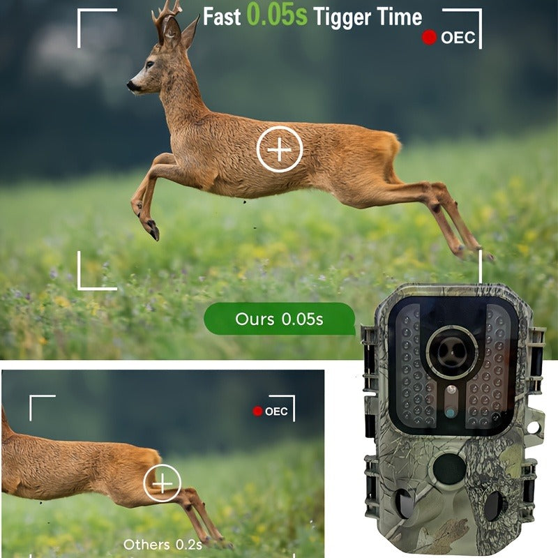 30MP Trail Camera with Night Vision – 2.5K 1080P HD Game Cam, 0.3s Trigger Speed, 850nm IR, 60ft Detection Range, Motion Activated Wildlife & Hunting Camera with 32GB Memory Card
