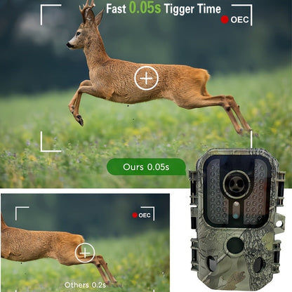 30MP Trail Camera with Night Vision – 2.5K 1080P HD Game Cam, 0.3s Trigger Speed, 850nm IR, 60ft Detection Range, Motion Activated Wildlife & Hunting Camera with 32GB Memory Card