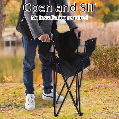 Foldable Camping Chairs Set of 2 Steel Frame Oxford Cloth with Cup Holder Solid Back Portable Folding Chair with Storage Bag for Camping BBQ Backyard Outdoor Indoor Picnic Beach Holiday Gift