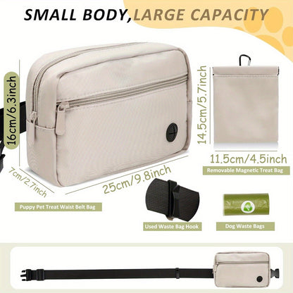 Dog Treat Pouch for Training - Waist Belt Bag with Poop Bag Dispenser, Detachable Treat Bag & Carabiner - Dog Walking Bag for Puppy Training Rewards, Fits Phone, Keys & Water Bottle