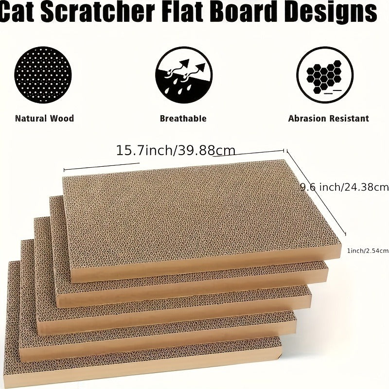 Cat Scratching Board & Bed Combo – 5-Layer Large Corrugated Cardboard Scratcher with Premium Texture, Replaceable Design for Indoor Cats & Kittens, Standard & Extra Large, Set of 5