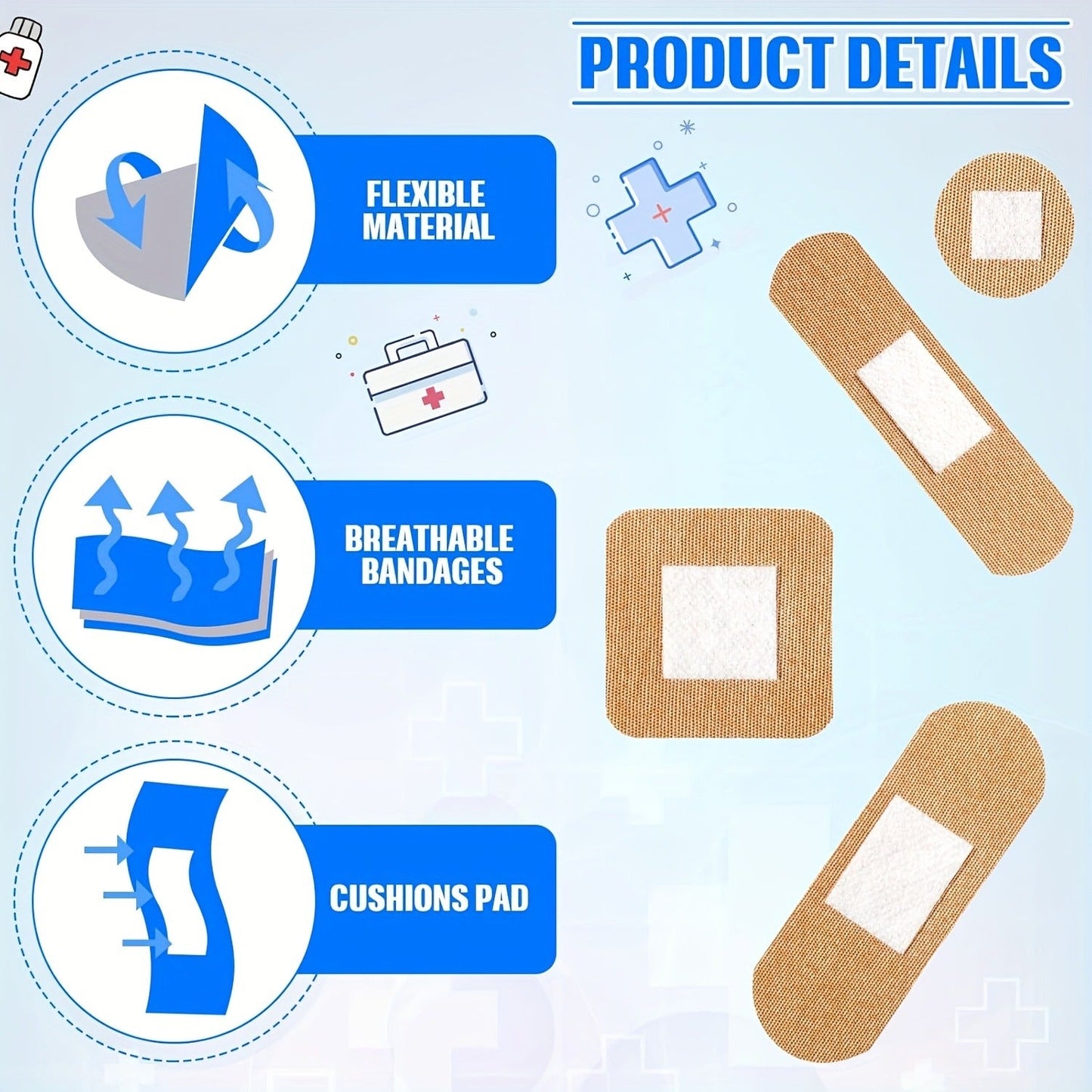 Fingertip Bandages Bulk Pack 100/200pcs, 4 Styles Flexible Fabric Adhesive Bandages, Breathable Skin-Tone Wound Care Strips for Finger Injuries, Family First Aid Kit Refill