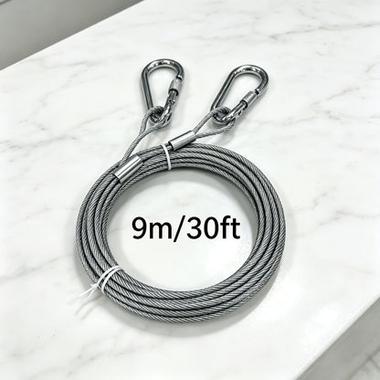 Stainless Steel Dog Leash Reflective Rust-Resistant Heavy Duty Cable Tie-Out for Medium Large Dogs Outdoor Yard Camping 3XL 4XL Multiple Lengths Silvery Grey