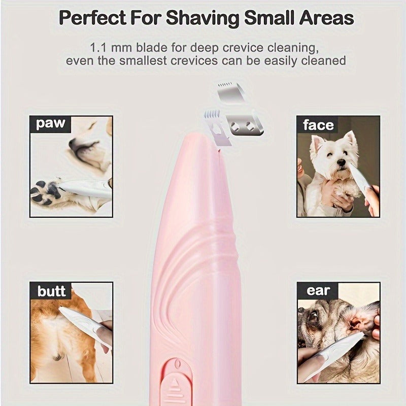 Paw Trimmer for Dogs & Cats – Cordless Electric Pet Grooming Clipper, Low Noise Hair Trimmer for Paws, Eyes, Ears, Face & Rump, Rechargeable Small Pet Clipper, Perfect Gift for Pet Lovers