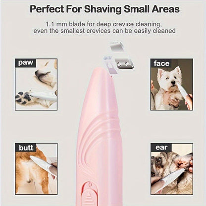 Paw Trimmer for Dogs & Cats – Cordless Electric Pet Grooming Clipper, Low Noise Hair Trimmer for Paws, Eyes, Ears, Face & Rump, Rechargeable Small Pet Clipper, Perfect Gift for Pet Lovers