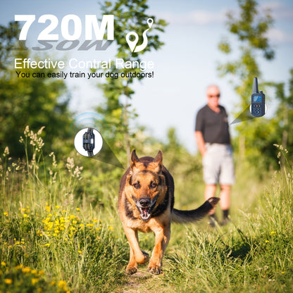 Dog Training Collar with Remote – LED Light, Beep, Vibration & Safe Shock Modes | Waterproof E-Collar for 1, 2 or 3 Dogs | Adjustable Range Remote Dog Trainer (Black & Blue)