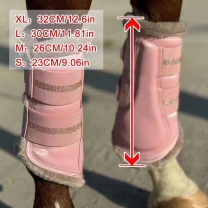 Horse Leg Wraps 1 Pair Breathable Mesh Faux Leather Protection Boots for Training Jumping, Quick-Fit Impact Absorbing Horse Leg Guards, Sizes S M L XL, Navy Blue Equine Leg Protection