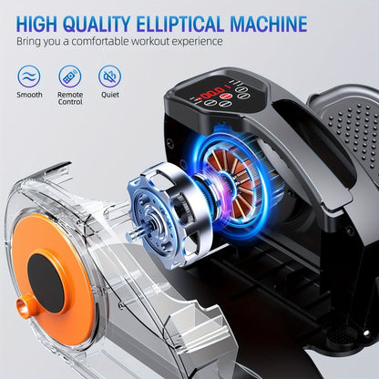 Under Desk Elliptical Machine Fully Assembled Quiet Portable Seated Pedal Exerciser with Remote Control 12 Adjustable Speeds for Home Office Workout Low Impact Leg Exercise Equipment
