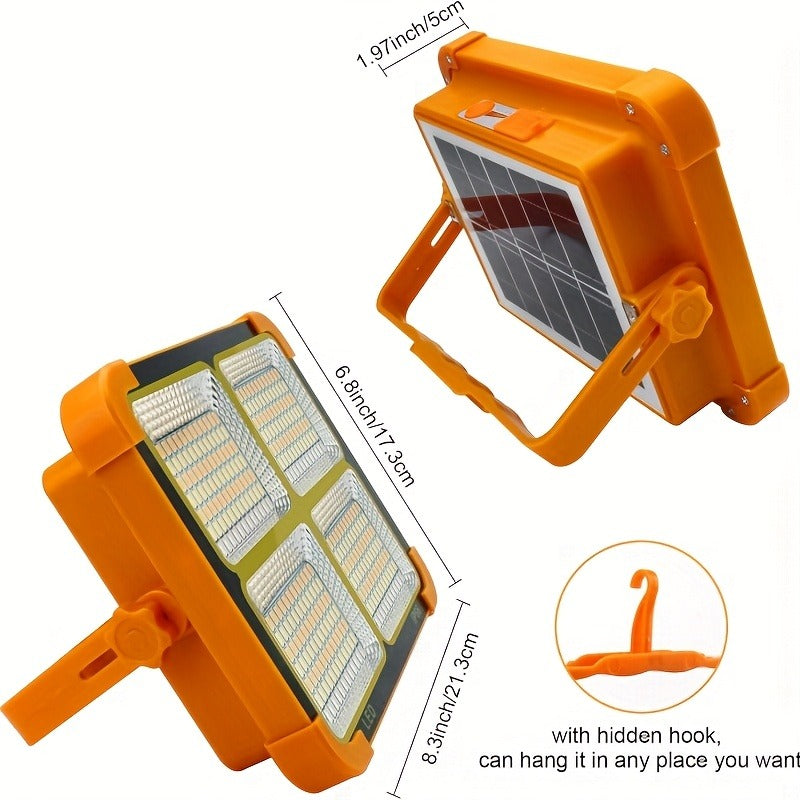 Solar LED Work Light with Magnetic Hook – 2000 Lumen Rechargeable Camping Light, Adjustable Brightness, Solar & USB-C Dual Charging, Waterproof Portable Hanging Lamp for Camping, Hiking, Garage & Emergency, 1/2/6/10 Pack