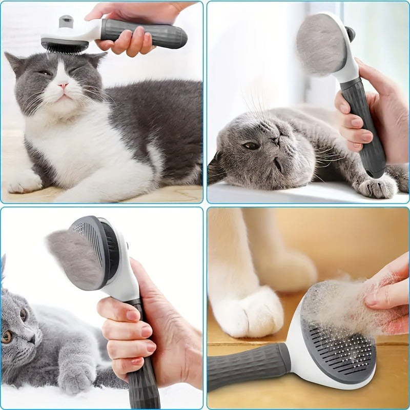 Cat & Dog Grooming Set 9-in-1 & 11-in-1 – Self-Cleaning Slicker Brush, Nail Clippers & File, Flea Comb, Shampoo Brush, Finger Toothbrush & Storage Bag, No Battery, Pink or Blue