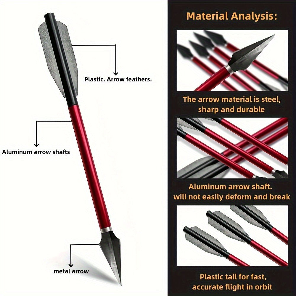 Broadhead Mini Crossbow Bolts 6pcs | 6.7 Inch Aluminum Alloy Archery Arrows with Sharp Tips for 50-80 Lbs Mini Crossbow – Multiple Colors for Adult Shooting, Hunting & Target Practice