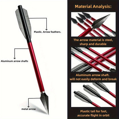Broadhead Mini Crossbow Bolts 6pcs | 6.7 Inch Aluminum Alloy Archery Arrows with Sharp Tips for 50-80 Lbs Mini Crossbow – Multiple Colors for Adult Shooting, Hunting & Target Practice