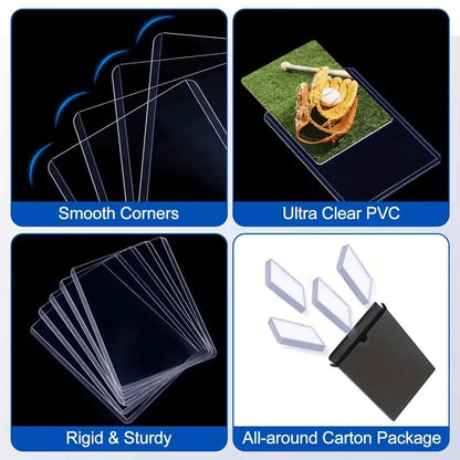Card Protector Sleeves Top Loading PVC 50 or 100 Pack Waterproof Scratch Bend Moisture Resistant Durable Card Sleeves for TCG Gaming Baseball Football Sports Cards Star Photo Cards Storage and Organization