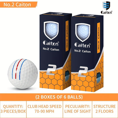 Golf Balls 6pcs Long Distance High Speed with 360-Degree Aiming Line Add 40+ Yards Distance Durable Performance Golf Ball Set for Men Women Beginners Advanced Players Practice Training