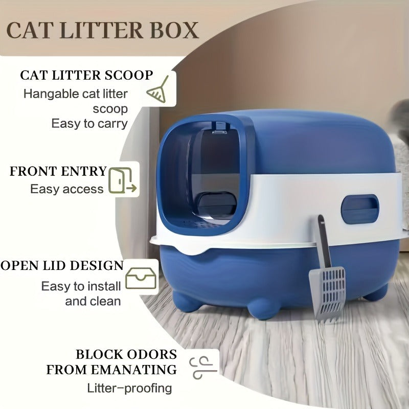 Enclosed Cat Litter Box with Odor Control - Foldable Top Entry Design, Splash-Proof Walls, Compact Size for Small Spaces, Suitable for Kittens and Adult Cats