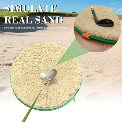 Golf Bunker Practice Mat 19.69x19.69 Inch with 2 PU Balls Realistic Sand Bunker and Putting Simulator Non-Slip TPR Bottom for Backyard Indoor Use Improves Swing Consistency Gift for Golf Enthusiasts
