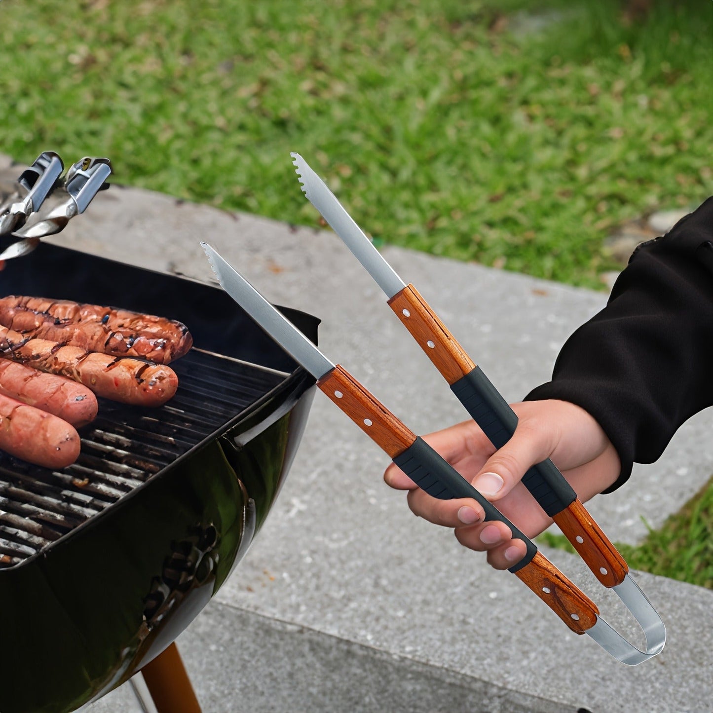 BBQ Grill Tool Set Stainless Steel – 430 Food-Grade Fork, Knife & Griddle Tools with Click Assembly Design – Outdoor Barbecue Utensil Kit for Camping, Backyard & Grilling