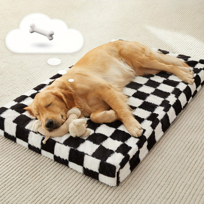 Orthopedic Dog Bed with Removable Washable Cover – Non-Slip Bottom, Black & White Plaid, Soft Memory Foam Dog Sofa Bed for Small Medium Large Dogs, S M L XL XXL Sizes