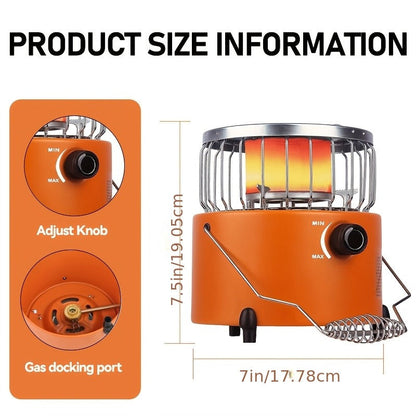 Portable Propane Camping Stove 9000 BTU – 2-in-1 Indoor & Outdoor Gas Heater for Camping, Cooking & Emergency Preparedness, Adjustable Flame, Stainless Steel, Compact 10.7x7 Inch with Gas Hose & MAPP Converter (Yellow)
