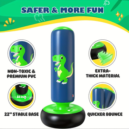Kids Inflatable Punching Bag 48 Inch Dinosaur Bop Bag Toy for Boys Girls Ages 3-12 Boxing Training Karate Practice Gift