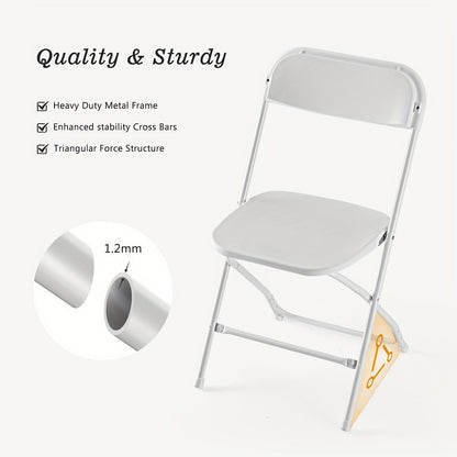 Commercial Folding Chairs Stackable – 350lb Heavy Duty Steel Frame, Weather Resistant Plastic, Indoor & Outdoor Event Seating – White or Black, 4 to 20 Pack for Weddings & Parties