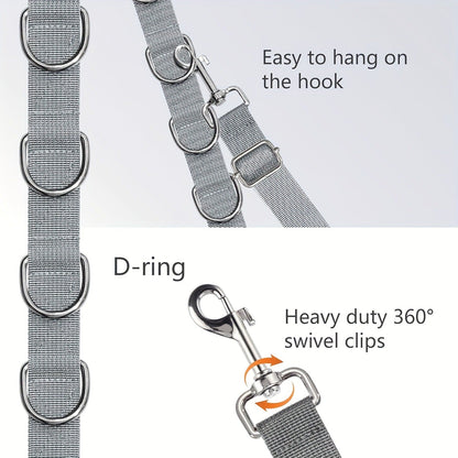 Dog Grooming Traction Rope Set 3pcs – Adjustable Restraint Loop with Rings, No Battery Needed, Pet Bathing & Styling Restraint Accessories for Professional Groomer Assistant Kit, Grey