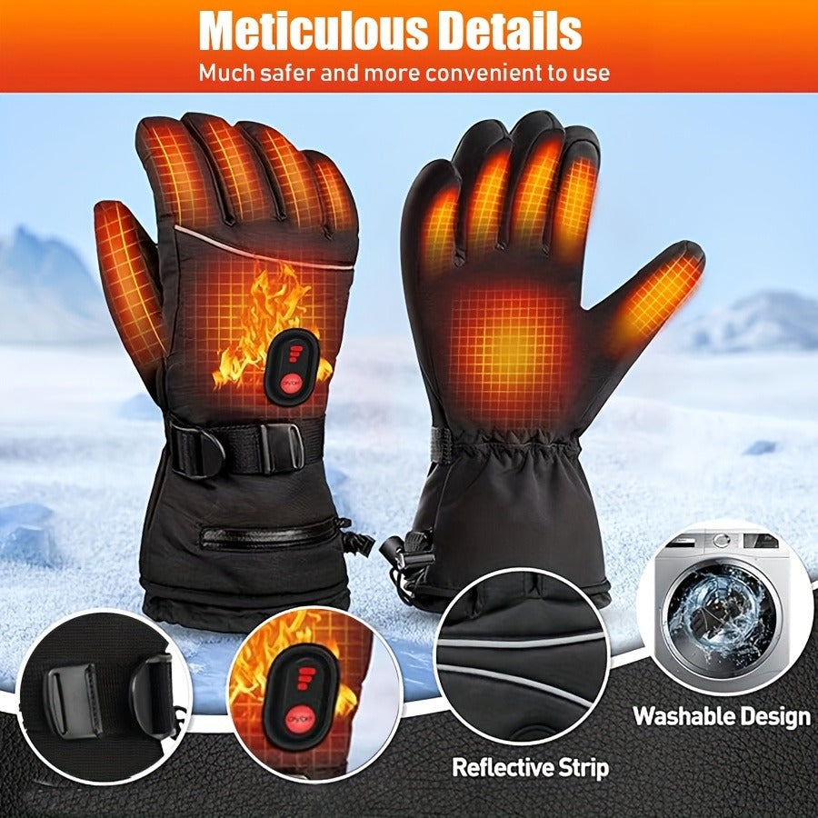 Rechargeable Heated Gloves 2x5000mAh – 3-Speed Temperature Control, Touchscreen Fingertips, Thermal Winter Gloves for Men & Women, Skiing, Hunting, Fishing, Cycling & Camping