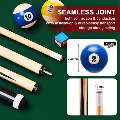 71-Piece Billiard Pool Table Accessories Set with Pool Balls Triangle Rack Cue Chalks Cue Tips Table Brush Spot Stickers Standard Style Complete Kit