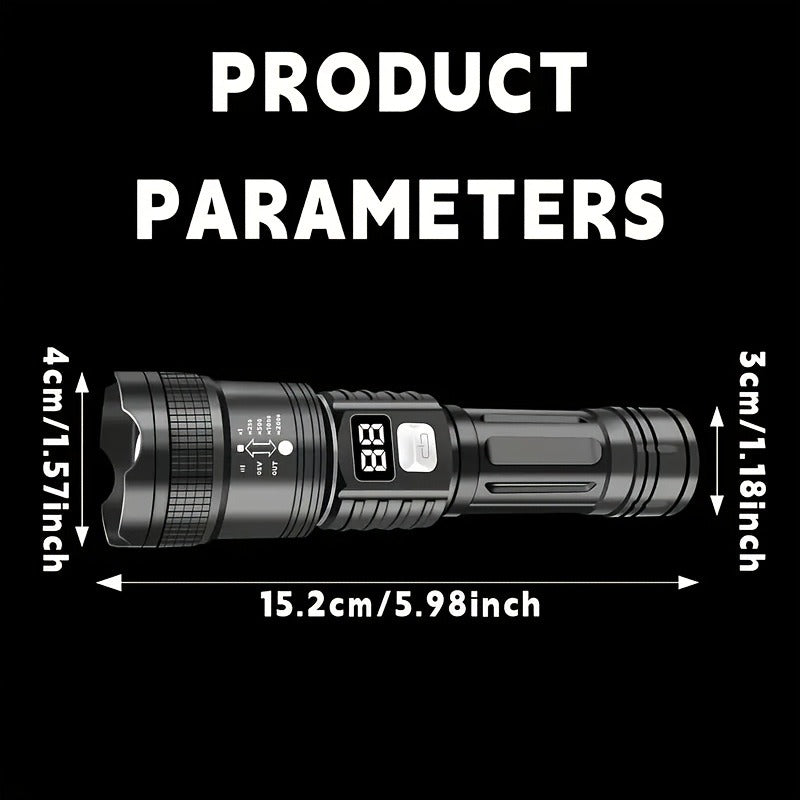 Zoomable Rechargeable Flashlight 800 Lumen High Power LED Torch Adjustable Beam for Camping Fishing Hunting Emergency EDC