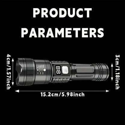 Zoomable Rechargeable Flashlight 800 Lumen High Power LED Torch Adjustable Beam for Camping Fishing Hunting Emergency EDC
