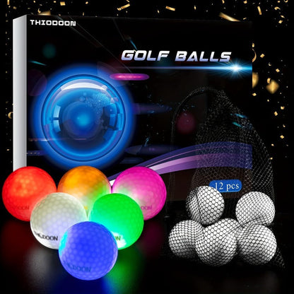 Glow in the Dark Golf Balls 12 Pack – LED Night Golf Balls for Nighttime Play, Luminous Glowing Golf Ball Set, Perfect Holiday Gift for Men Women Golfers Friends & Family