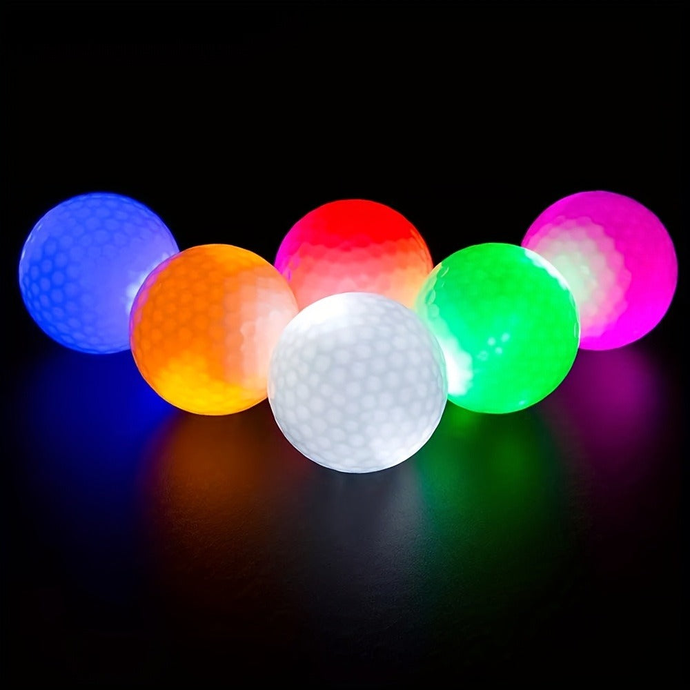 LED Golf Balls Glow in the Dark – 6 Pack Multi-Color Light Up Golf Balls for Night Play, Impact Activated, 40Hr Battery, Fun Gift for Men Women Beginners