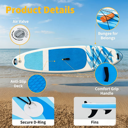 Inflatable Paddle Board SUP – Non-Slip EVA Deck, Complete Accessories Kit, Stable & Lightweight for Adults All Skill Levels