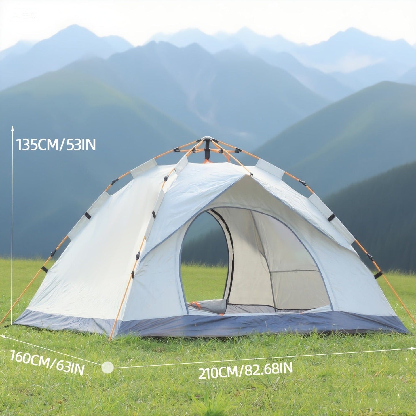 Automatic Pop-Up Camping Tent 4 Person UV Protection Insect Net Sunshade Waterproof Instant Setup Beach Park Outdoor Family Tent