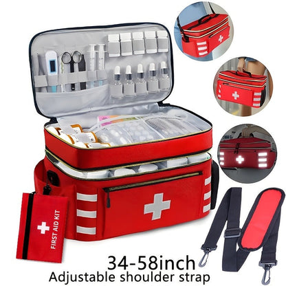Medicine Storage Bag Organizer – Household First Aid Kit Bag, Portable Medicine Cabinet Basket with Compartments for Home, Travel & Emergency