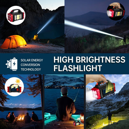 Solar Powered Camping Lantern & LED Flashlight – Rechargeable Portable Solar Camp Light with Batteries Included, Bright Versatile Outdoor Light for Hiking, Camping & Outdoor Activities
