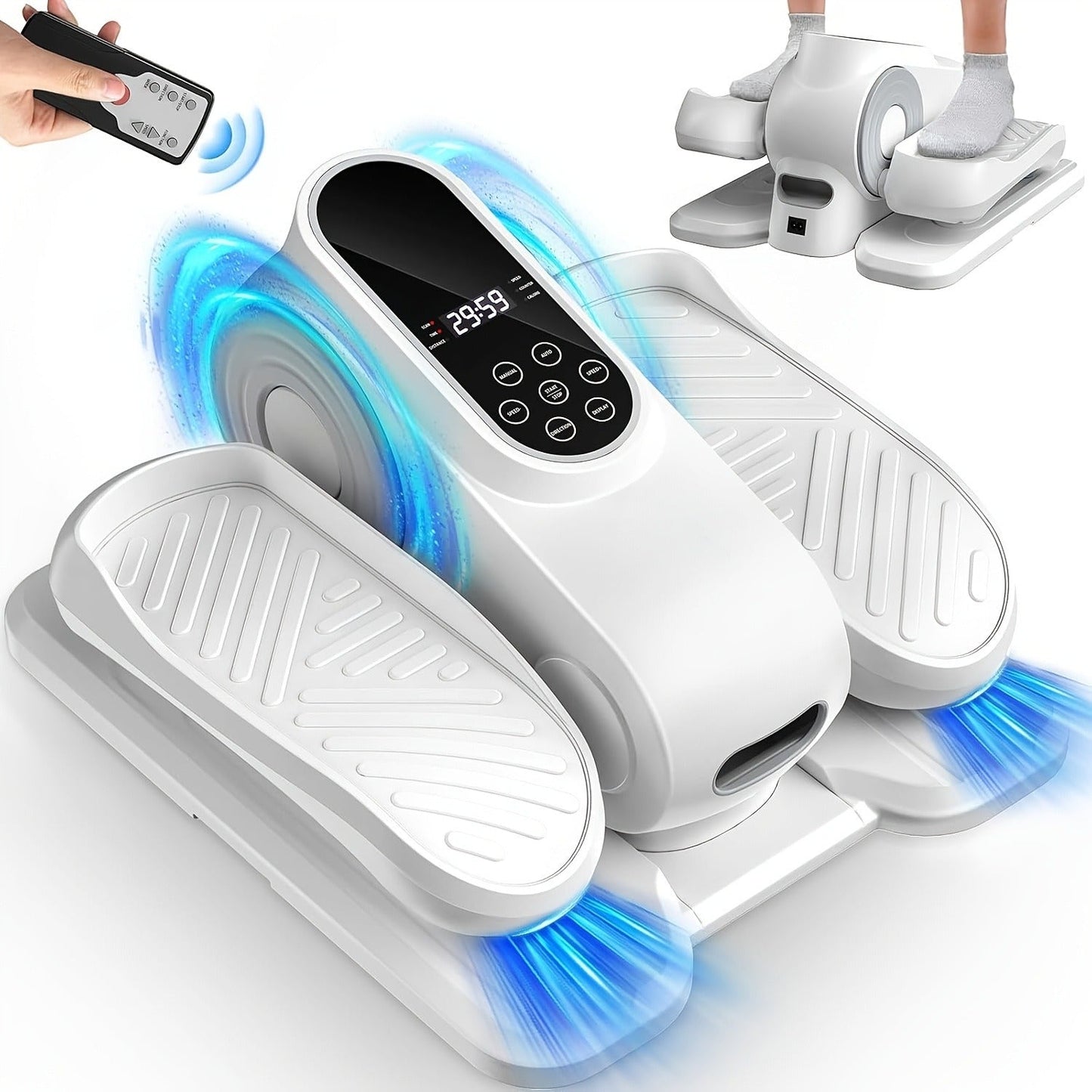 Under Desk Elliptical Machine – 12-Speed Electric Seated Leg Exerciser, Quiet & Portable Foot Pedal Trainer with Remote, for Seniors & Home Office Workouts