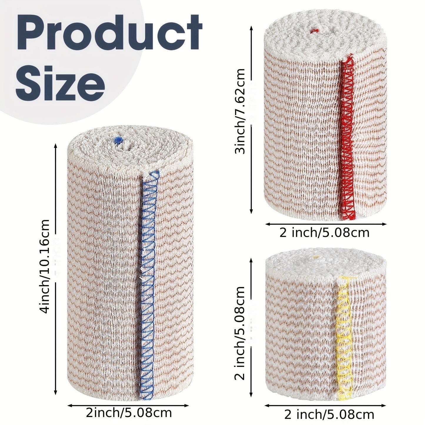 48pcs Elastic Compression Bandage Wrap Set – 2", 3" & 4" Reusable Self-Closure Stretch Bandage Rolls for Sports, Sprains, Swelling & Injury Recovery, Washable & Breathable Athletic Wrap