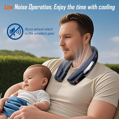 Portable Neck Fan Hands-Free Wearable Personal Fan – 3000mAh USB Rechargeable, 6 Adjustable Speeds, 5-Blade Quiet Cooling Fan for Home, Office, Outdoor & Travel, ABS Material, Push Button Control