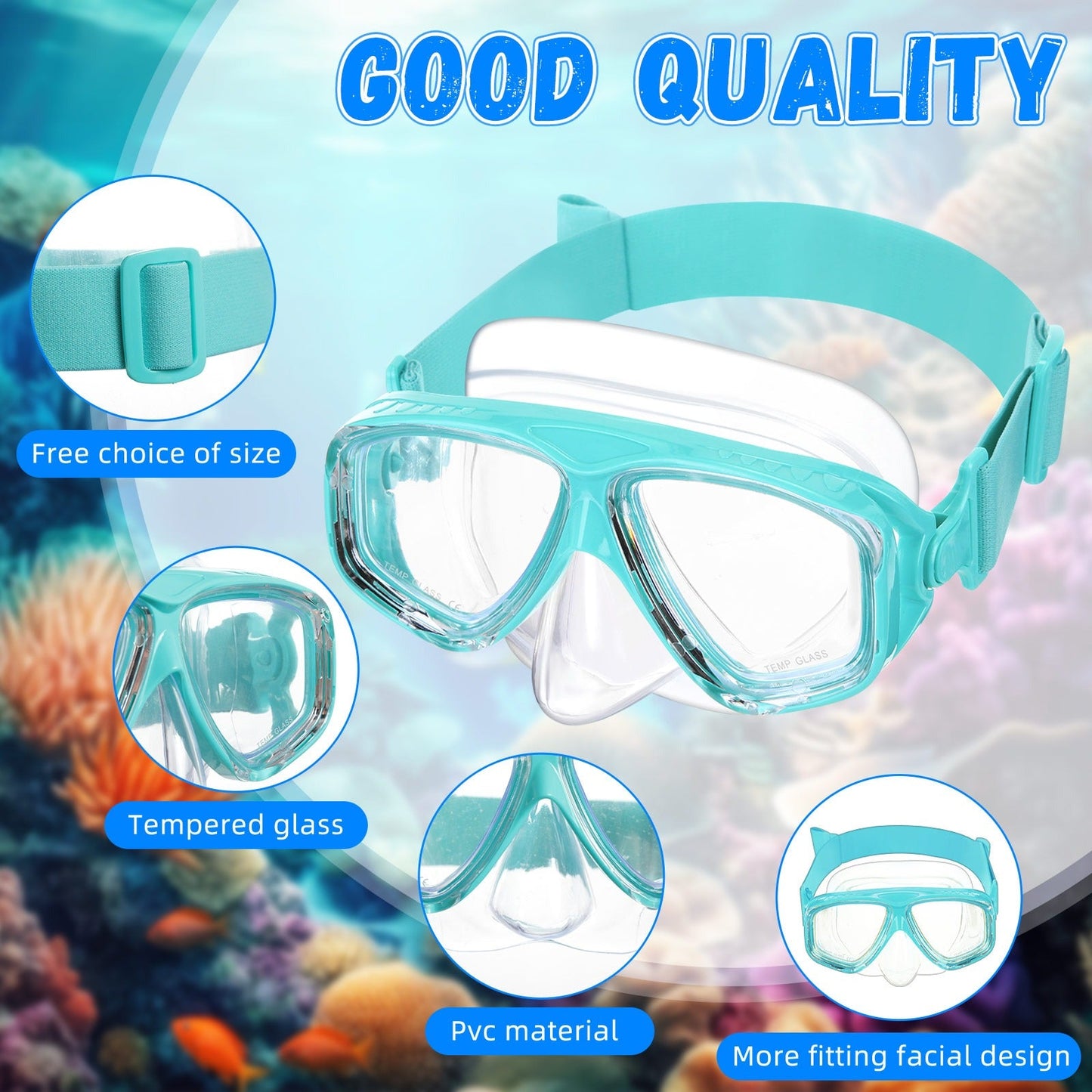 Swimming Goggles Set of 6 with Nose Cover & Wide View Lens – Elastic Strap Scuba Diving Masks, Anti-Fog Swim Goggles for Adults & Kids, Mixed Colors