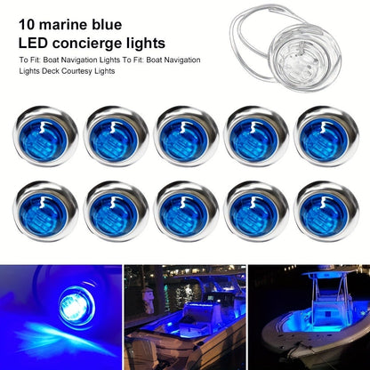 Marine Boat Lights 20 Pack, DC 12V Submersible LED Side Marker Lights for Boat Transom Stern Tail Yacht, Round Courtesy Navigation Lights, Waterproof 3-LED 1.2W, Red Blue Green White Amber Purple