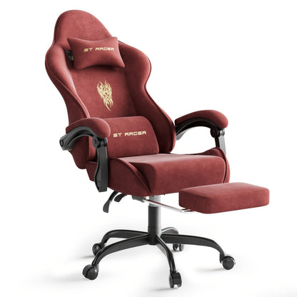 Gaming Chair Ergonomic Esports Chair – Skin-Friendly PU Leather, Thickened Board, Linkage Armrest, Adjustable Footrest & Headrest, Multi-Angle Reclining Office Game Chair, Solid Color, Black or Red