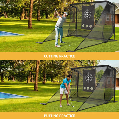 Golf Hitting Net 10x7ft Steel Frame | Golf Driving Net with Side Nets & Simulator Cloth for Backyard Indoor & Outdoor Swing Practice