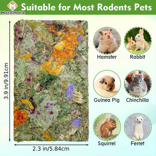 Rabbit Chew Toys for Teeth – 12-Pack Natural Timothy Hay Chips with Herbal Flowers | Bunny Molar Treats & Small Animal Snacks for Guinea Pigs, Chinchillas, Hamsters & Rats