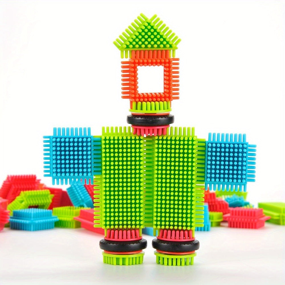 Hedgehog Building Blocks 150 Pieces – Soft Interlocking Bristle Blocks STEM Educational Toy for Toddlers & Preschool Kids, Creative Construction Playset, Birthday Gift for Boys & Girls Ages 3+