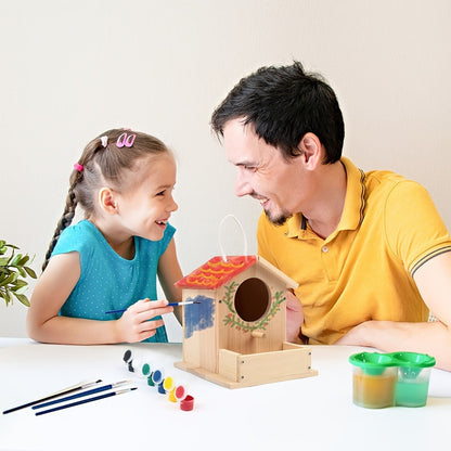 Wooden Birdhouse Building Kit for Kids – DIY Build & Paint Bird House Arts Crafts STEM Activity with Paint & Brushes, Birthday Christmas Gift Boys Girls Ages 4-12