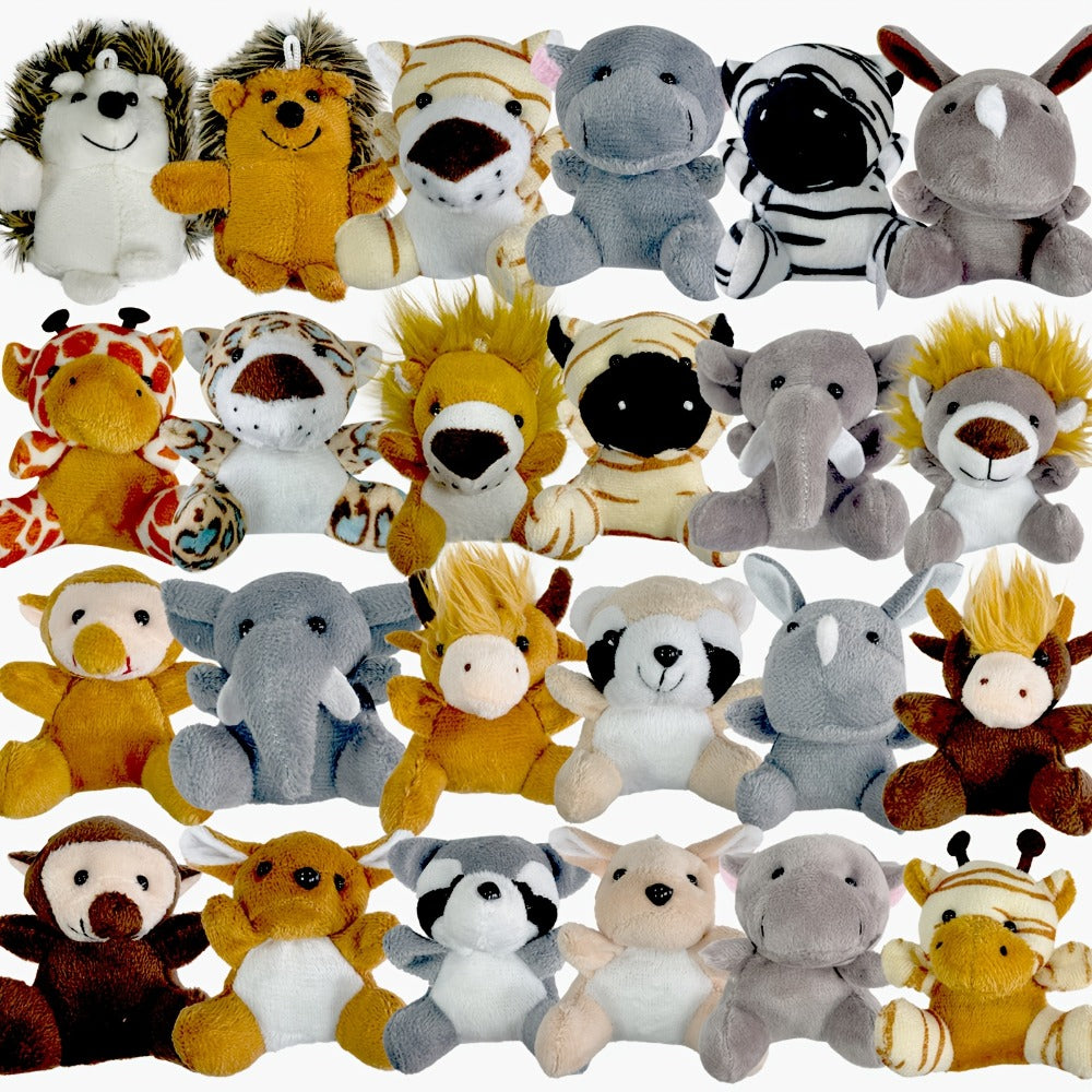 Mini Stuffed Animals Bulk 12 or 24 Pack – Forest Animal Plush Set for Animal Theme Party Favors, Classroom Treasure Box Prizes, Goodie Bag Fillers, Birthday Christmas Easter Gifts for Kids