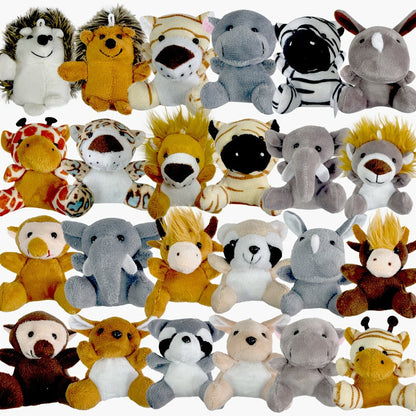 Mini Stuffed Animals Bulk 12 or 24 Pack – Forest Animal Plush Set for Animal Theme Party Favors, Classroom Treasure Box Prizes, Goodie Bag Fillers, Birthday Christmas Easter Gifts for Kids
