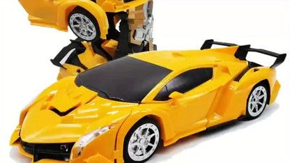 Transforming RC Robot Car for Kids 2.4GHz – One-Button Deformation Stunt Car 360 Drift LED Lights, Remote Control Toy Gift for Boys Ages 3 4 5 6 7 Birthday Easter Christmas (Red/Blue/Yellow)